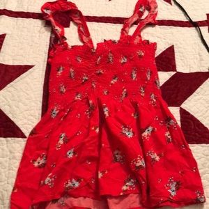 Cute red shirt !! With flowers